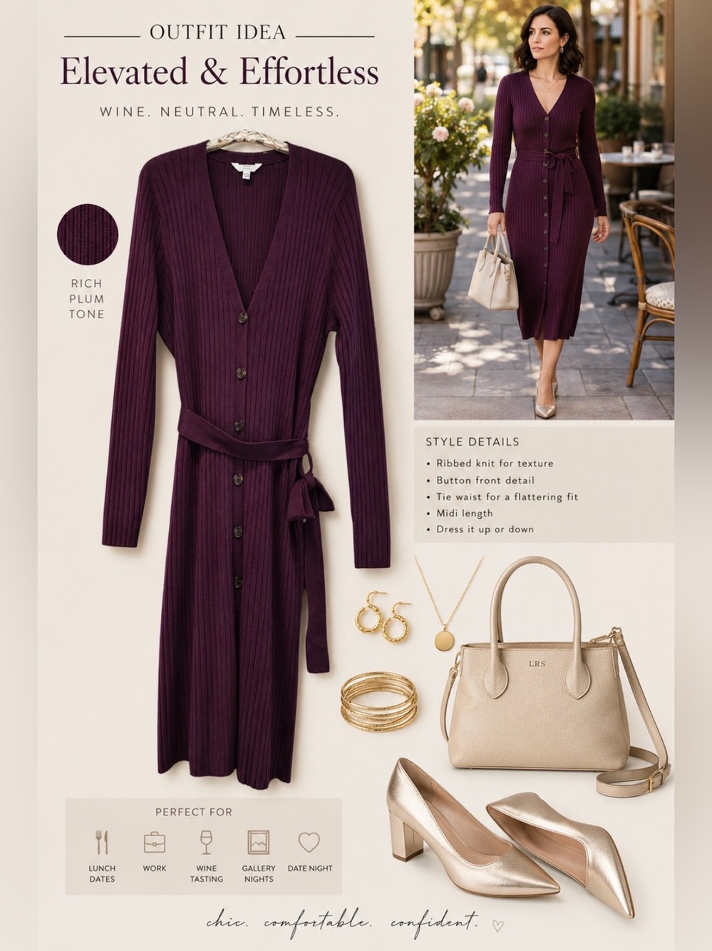 💜 Time and Tru Ribbed Duster Cardigan Dress | Size: XL (16–18)